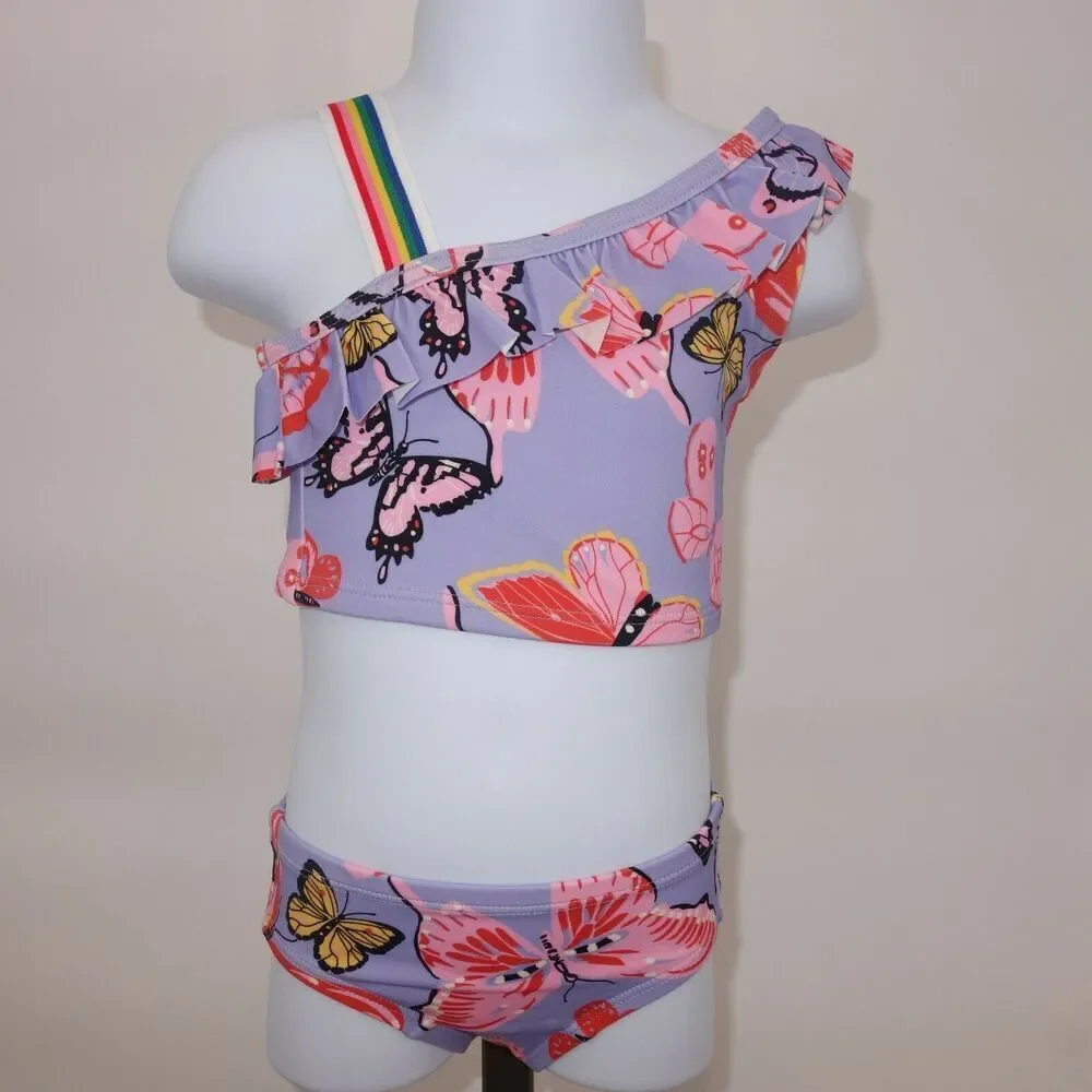 NEW Hanna Andersson Purple Butterfly Ruffle Tankini Swimsuit Sz 80 18-24 months